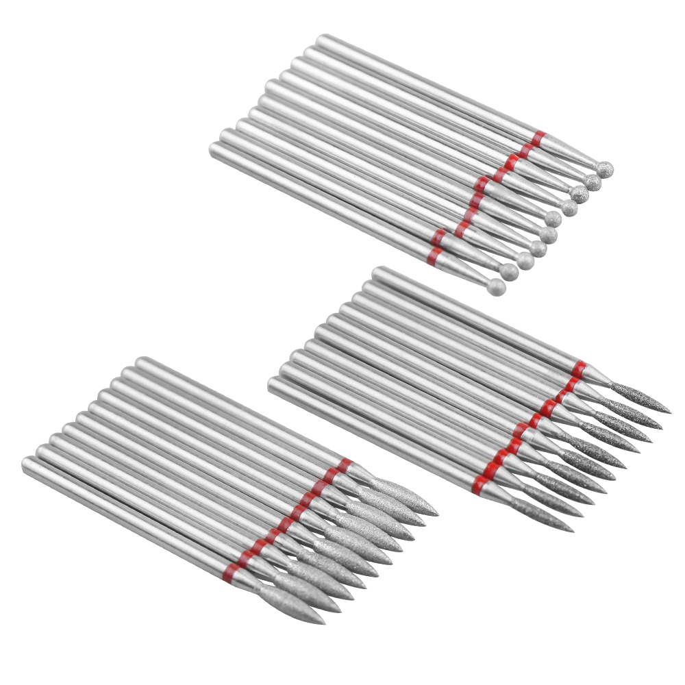 

10pcs Diamond Nail Drill Bit Set of Milling Cutters for Manicure Diamond Bit Milling Cutter Nail Bits for Electric Drill Machine, Silver