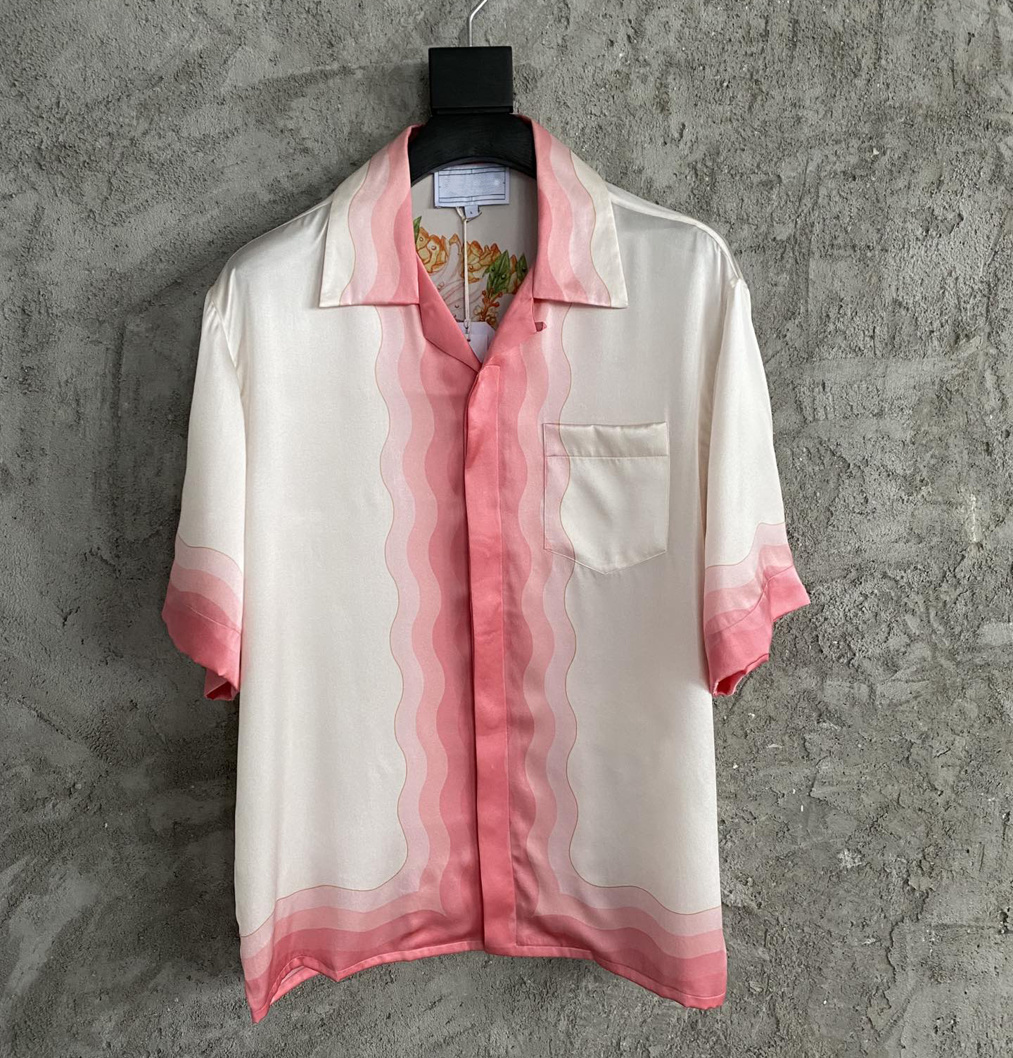 

2021 luxury printed mens shirts beautiful colors US size loose cut men's short sleeved silk shirts, White