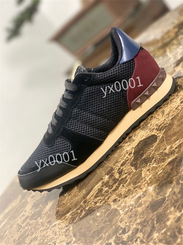 

New Mens Women Star boots Casual Shoes Mesh Leather Camouflage Studded Shoe Valentinoes Combo Stars Rockrunner Metallic Lace-up Shoes Sneakers, 07