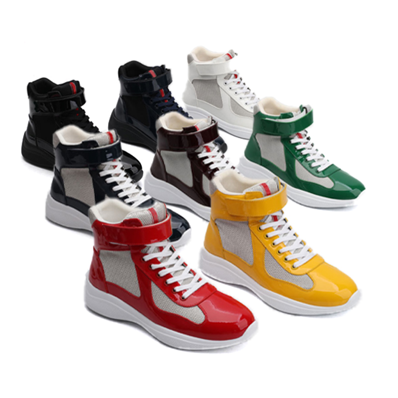 

designer Men America'S Cup Xl Leather top shoe Sneakers High Quality Patent Leather Flat Trainers Black Mesh Lace-up Casual Shoes prad prads Outdoor Runner Trainer 38-45, Hello