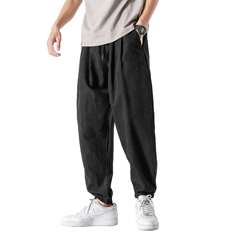

New Men's Joggers Harem Pants Man Black Comfortable Pant 2021 Spring Casual Streetwear Loose Trouser Japanese Male Sweatpants Wi81 Tw7f, Gold