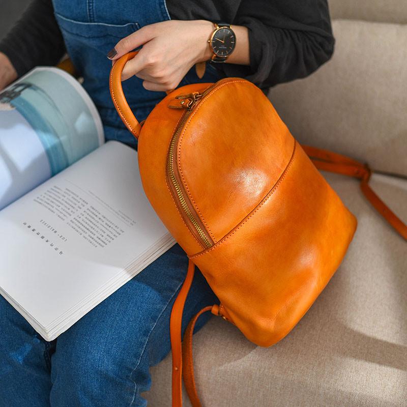 

Retro women's genuine leather backpack college style top layer cowhide multifunctional bag personality large capacity backpack, Black