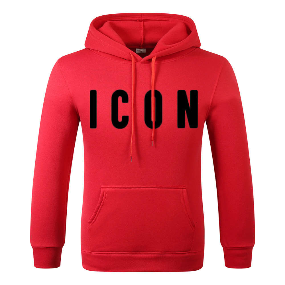 

icon printed Hooded casual long sleeve Men's Sweater, Black
