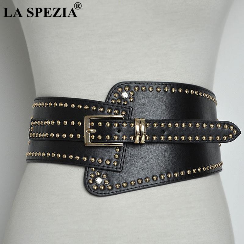 

Belts Leather For Ladies Red Wide Dresses Women Cummerbunds Rivet Women's Fashion Corset, Black;brown