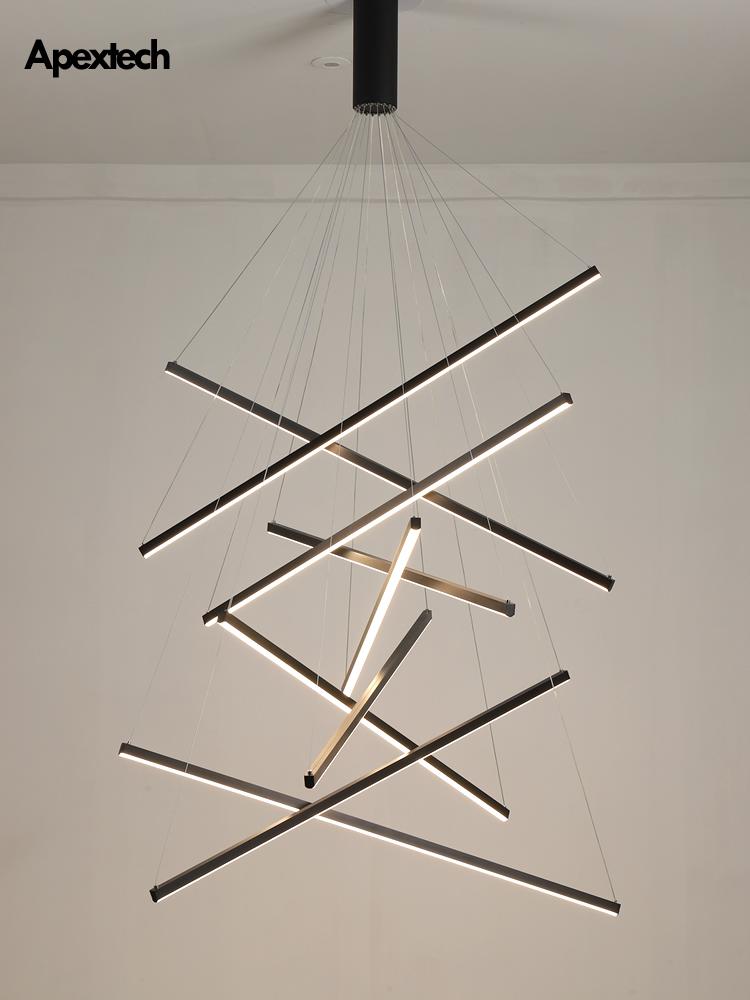 

Chandeliers Aluminum Bar LED Chandelier Modern Indoor Deco Living Room Ceiling Dining Pendant Lamp Duplex Apartment Lights