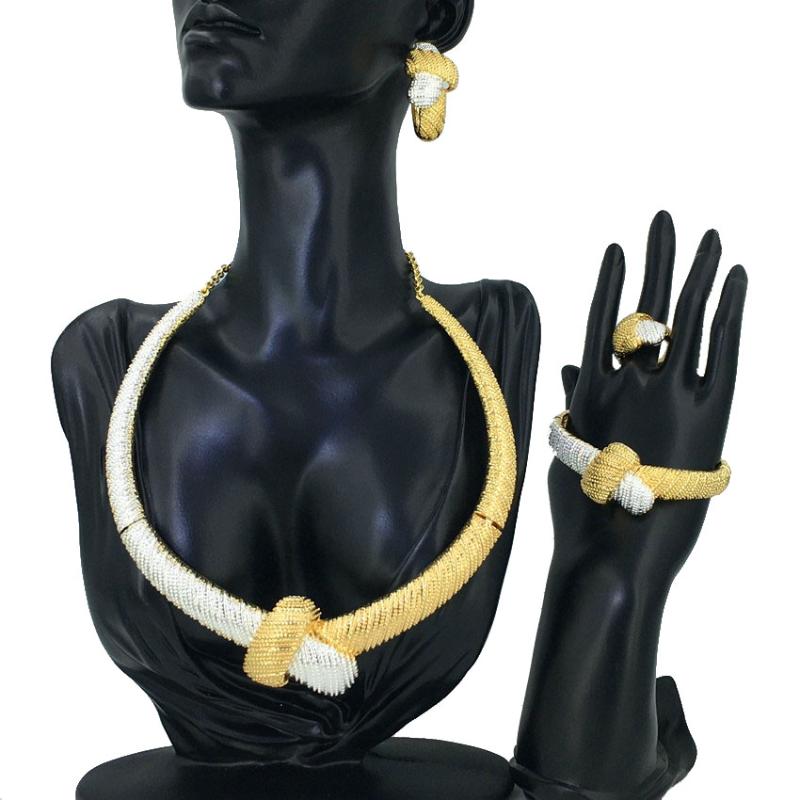 

Earrings & Necklace Mejewelry Luxury Necklace/Earrings Jewelry Set For Women Girls Gold Color Elegant Arab/Ethiopian Wedding/Party Gifts FHK, Silver