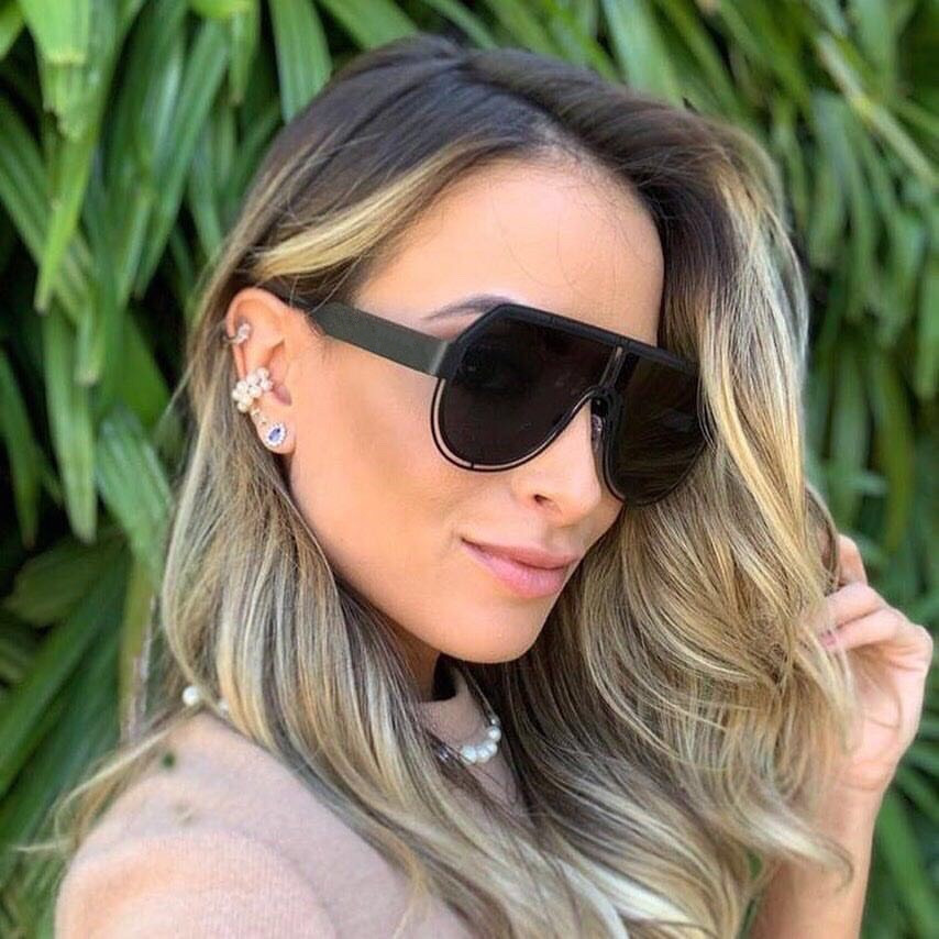 

Fashion Luxury Designer Oversized Square Sunglasses Men Women Vintage Metal Big Frame Semi-Rimless One Lens Sun Glasses UV400 10PCS fastship