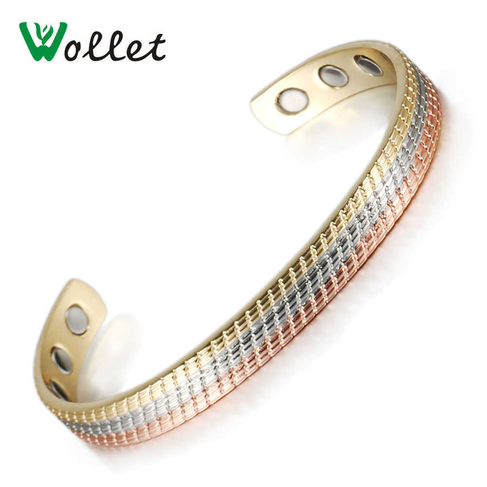 

Pure Copper Magnetic Bangle Bracelet for Men Women Open Cuff Multi-color Anti Arthritis Rheumatism Pain Relief Q0720