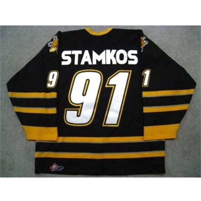 

CUSTOM 001 real Full embroidery Customize Sarnia Sting 91 Steven Stamkos Nikita Korostelev 35 alexander or custom any name or number Jersey, Black