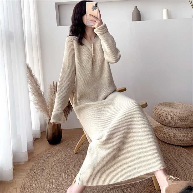 

Autumn Winter Women Knitted Dress Sweater Dresses 211109, Burgundy
