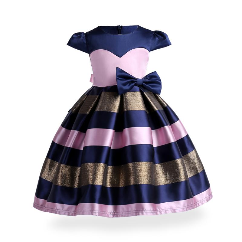 

Girl's Dresses Soft Wedding A Line Formal Fashion Splicing Striped Party Short Sleeve Summer Girls Dress, Red;yellow