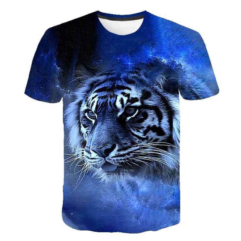 

brand 2020 animal / tiger anime short-sleeved round neck t-shirt 3d printed pattern hip-hop personality t-shirt men's summer top, White;black