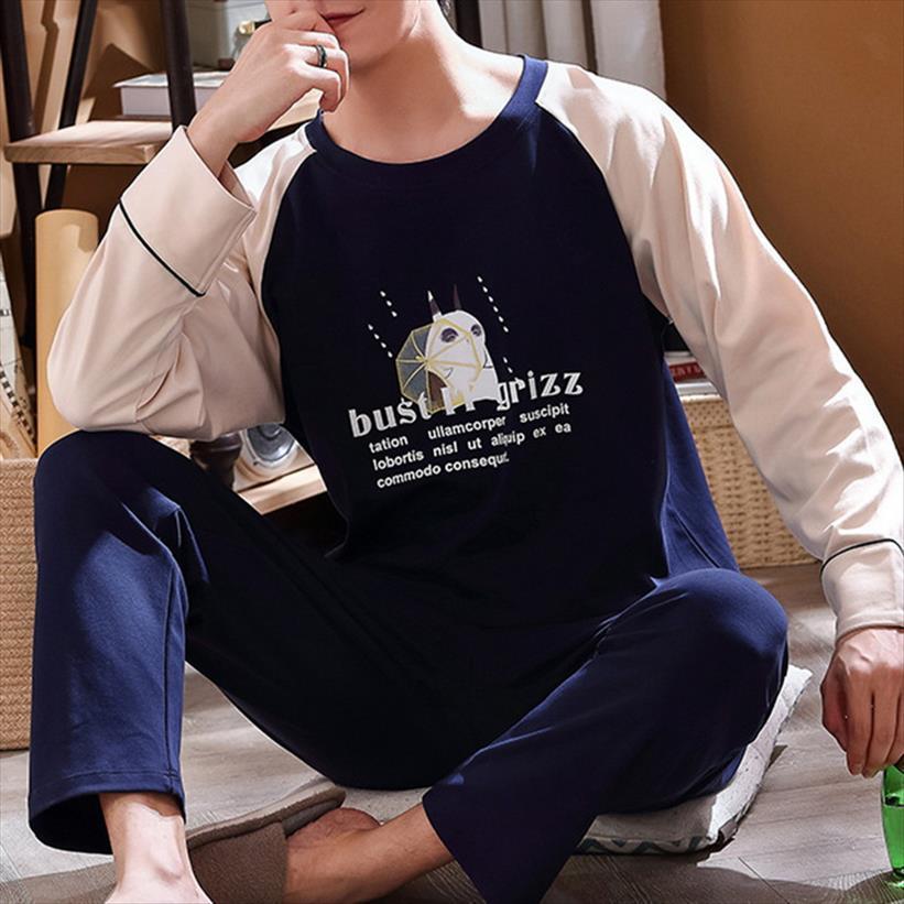 

cotton long sleeve pajamas set men tracksuit cute green cartoon male sleepwear autumn warm casual home clothes lattice pijamas, Gray
