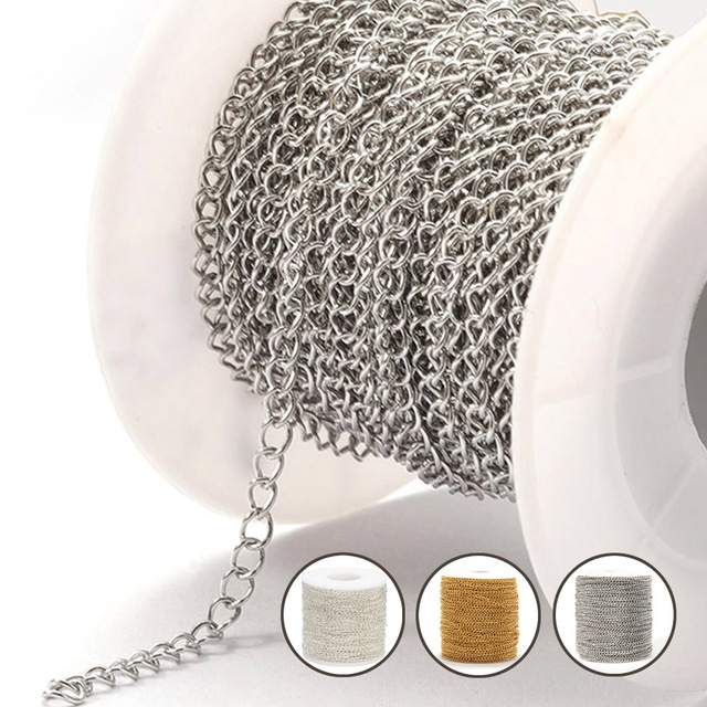 

10meters/roll stainless steel 2/3/5mm gold necklace chains for bracelet extension chain diy jewelry components no fade