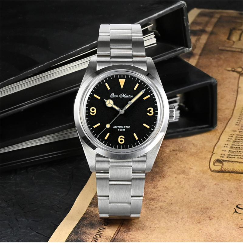 

Wristwatches San Martin 39mm Explore Climbing Series Men Watch Sport Retro Luxury Sapphire NH35 Automatic Mechanical Watches 10Bar Luminous, Multicolor