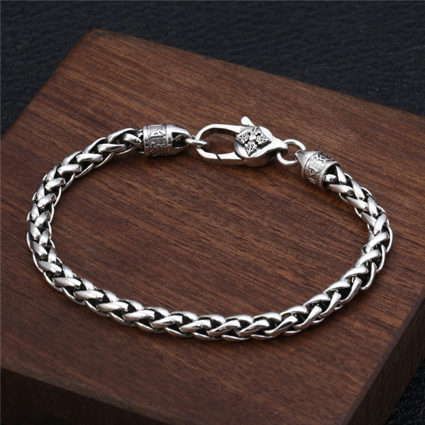 

Vintage Foxtail Sterling Silver Bracelet: Handmade Luxury Accessory for Men