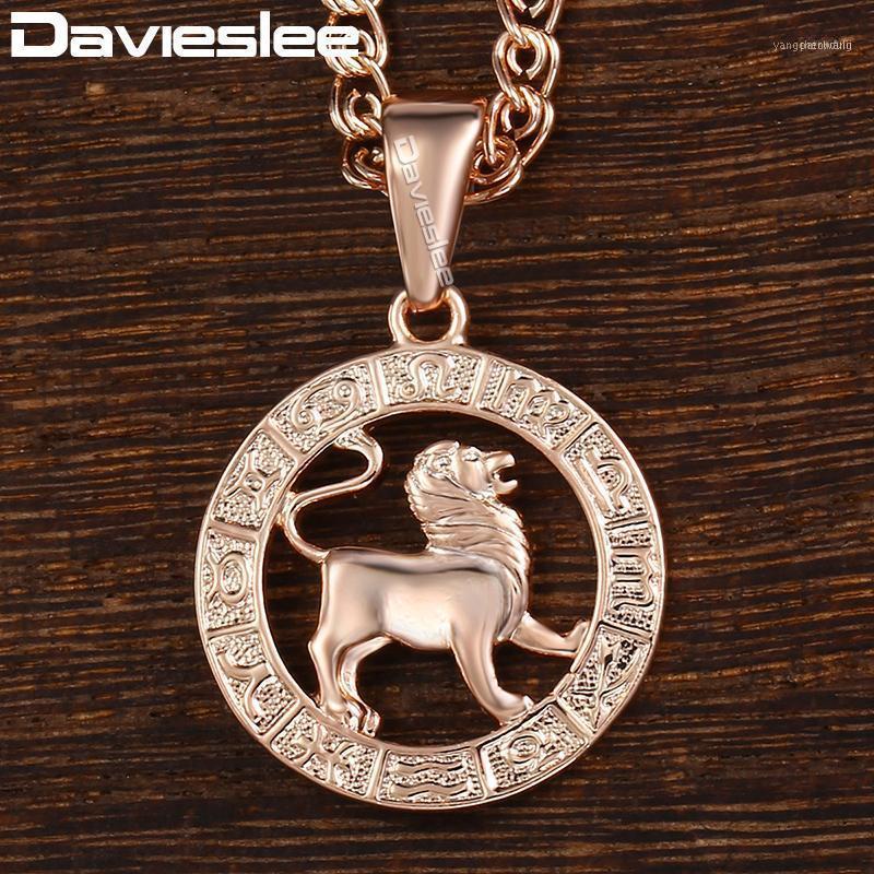 

Davieslee Womens Leo Zodiac Sign Pendant 585 Rose Gold Constellation Necklace For Woman Drop Jewelry Gift DGP1821