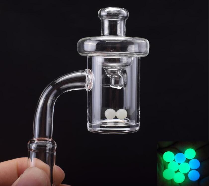 

25mm XL Quartz Banger with Glass UFO Carb Cap Glow Terp Pearl Insert Flat Top Quartz Nails for Glass Bong Dab Rigs