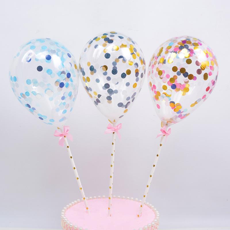 

5pcs/10pcs 5inch Mini Confetti Latex Balloons with Straw for Birthday Wedding Party Cake Topper Decorations Bady Shower Supplies