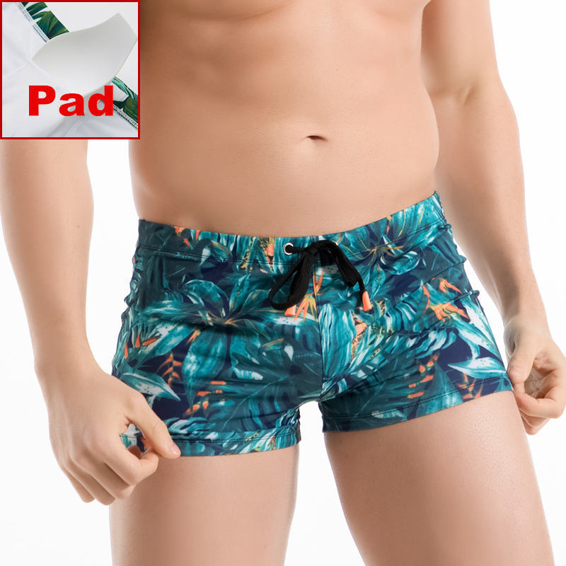 

push up pad men swimming trunks plus size swimwear beach wear swim boxer briefs surfing shorts gay men's swimsuit zwembroek