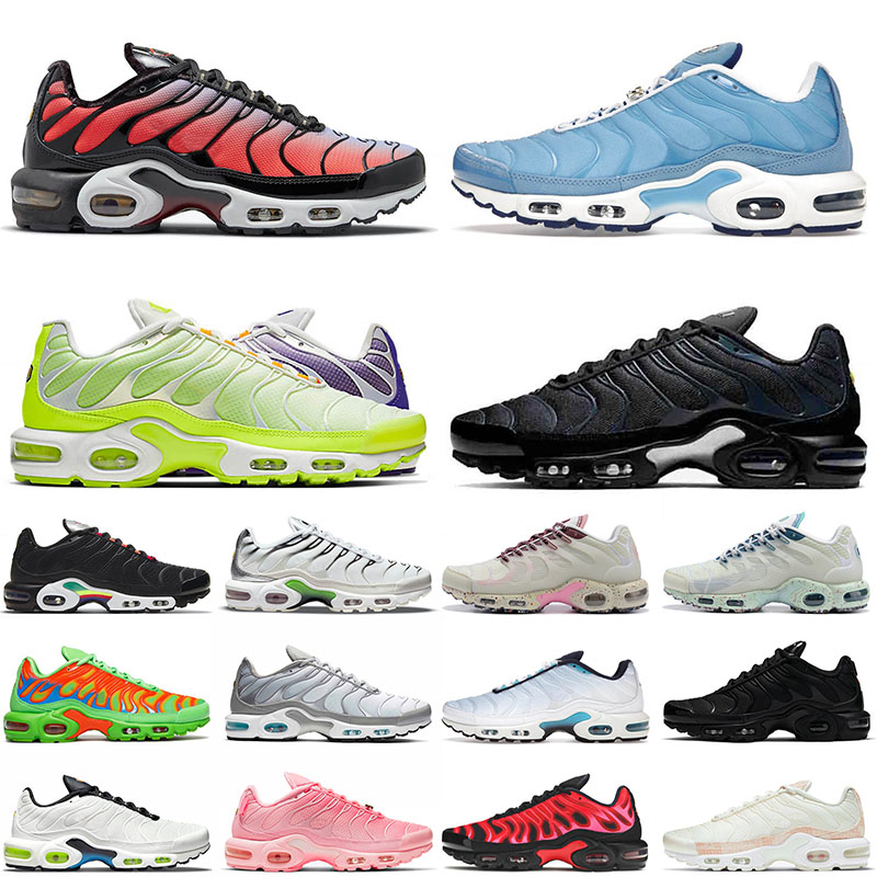 

Tn Plus Running Shoes for Mens Women Tns Sisterhood University Blue Crater Fire Pink Oreo Multi Navy Hues Bleached Aqua Sports Sneakers Fashion Trainers Size 36-46, A2 leather triple black 40-46