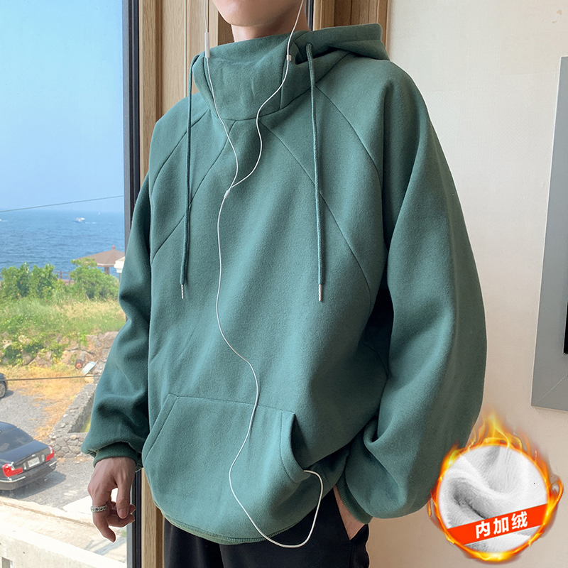 

2021 New Winter Turtleneck Pullover Hoodies Men Fashion Veet Mens Hoodie Streetwear Hooded Sweatshirts M- Sx51, White