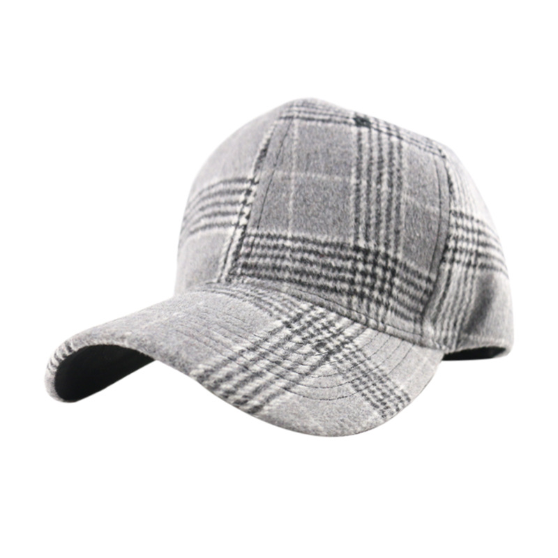 

Caps Cross-Border Amazon Autumn Winter Plaid Black and Red Trendy Baseball Cap Light Body Adult ALL-Matchl No. 1