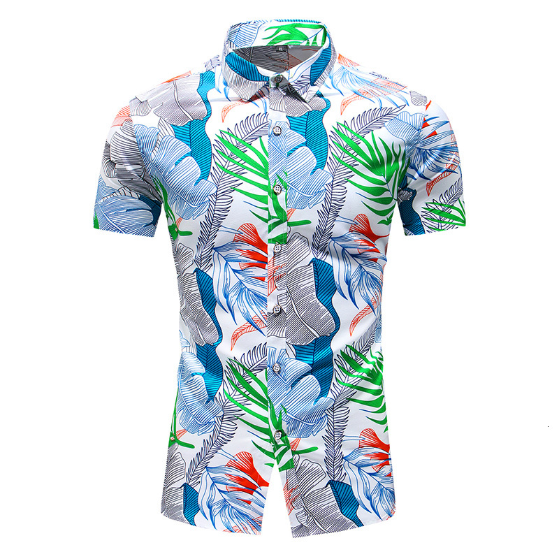 

New Fashion Korea Design Hawaii Beach Short Sleeve Casual Shirts Men's Print Blouse 2021 Summer Clothing Plus 5xl 6xl Htce, C206 2