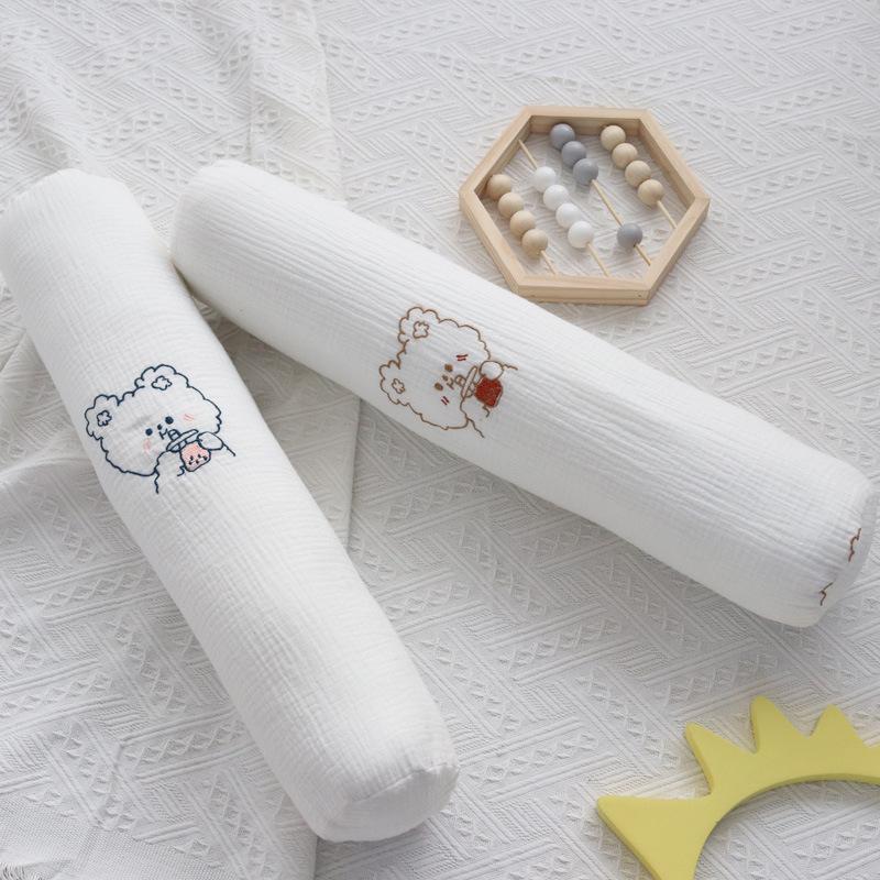 

Bedding Sets Baby Pillow Cylindrical Cotton Embroidered Wrinkled Maternity Born Anti-collision, Red