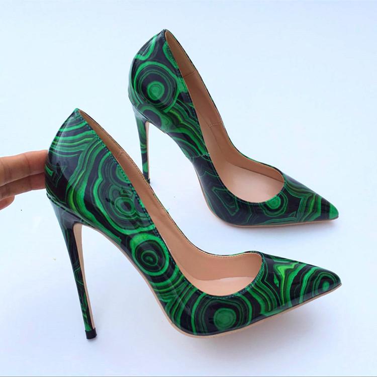 

2021 Fashion free shipping green Patent Leather Poined Toe Stiletto Heel high heel shoe pump HIGH-HEELED SHOES dress shoes new, 12cm