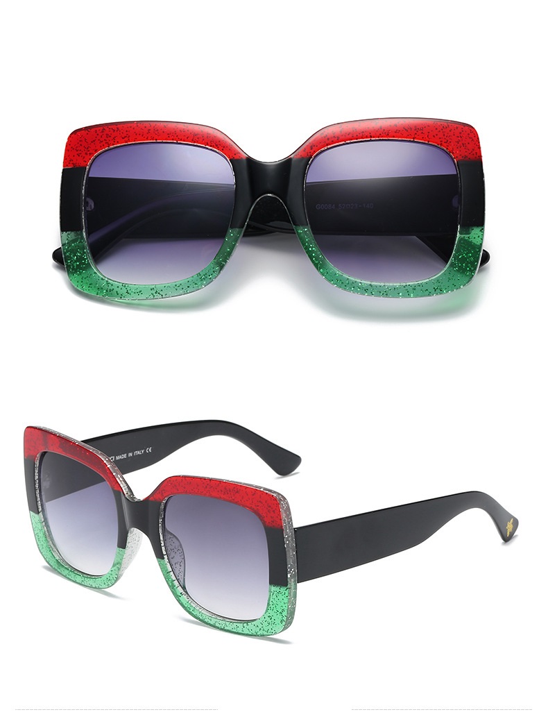 

HOT 0084 fashion women sunglasses 7 colors frame shiny crystal design square big frame hot lady design UV400 lens High Quality