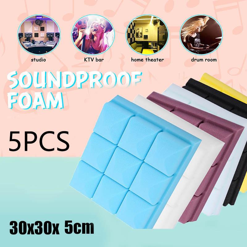 

Window Stickers 5PCS Studio Acoustic Soundproof Foam Sound Absorption Treatment Panel Tile Wedge Sponge