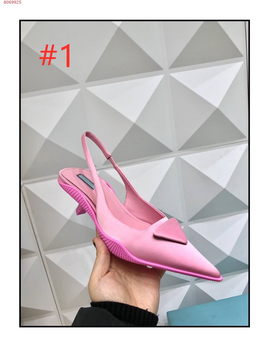 

Top quality Women Catwalk 3cm Low Heels Pumps Slingbacks Sandals Mules Flats Beige Grey Dress Wedding Single Shoes With Original Box, #1