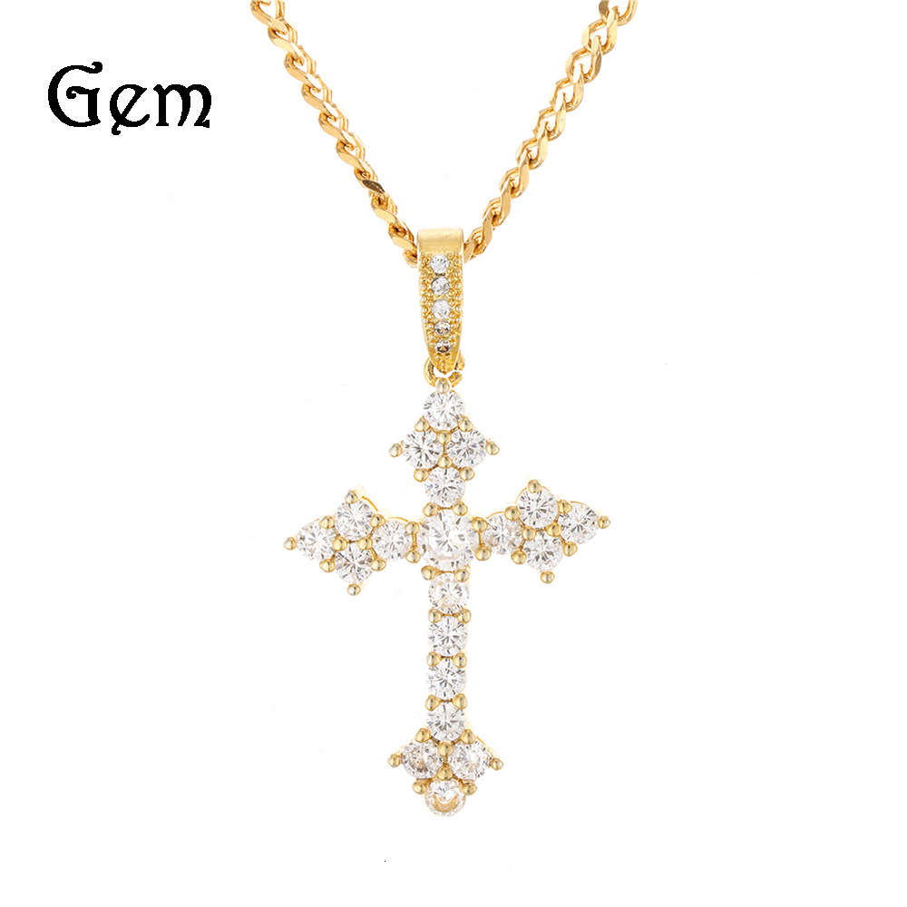 

New hip hop men's claw set zircon cross zircon chain jewelry