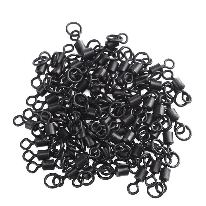 

Fishing Hooks Matte Black Rolling Swivels Connector Set With Solid Ring Carp Rigs