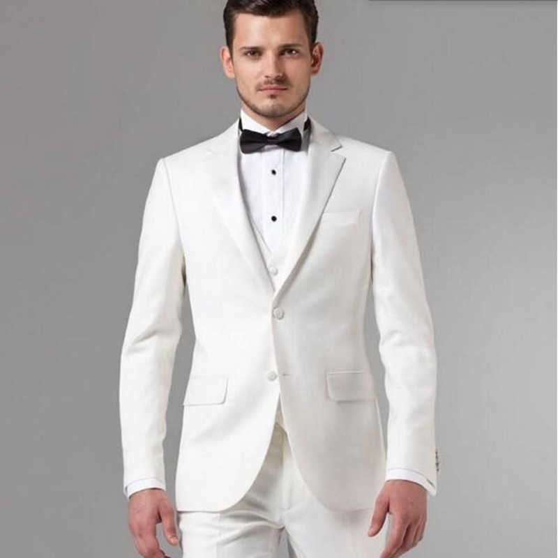 

White Groom suits Tuxedos tailor made men Suit latest designs Groomsman Men Wedding Suits (Jacket+Pants+vest) X0909, As picture