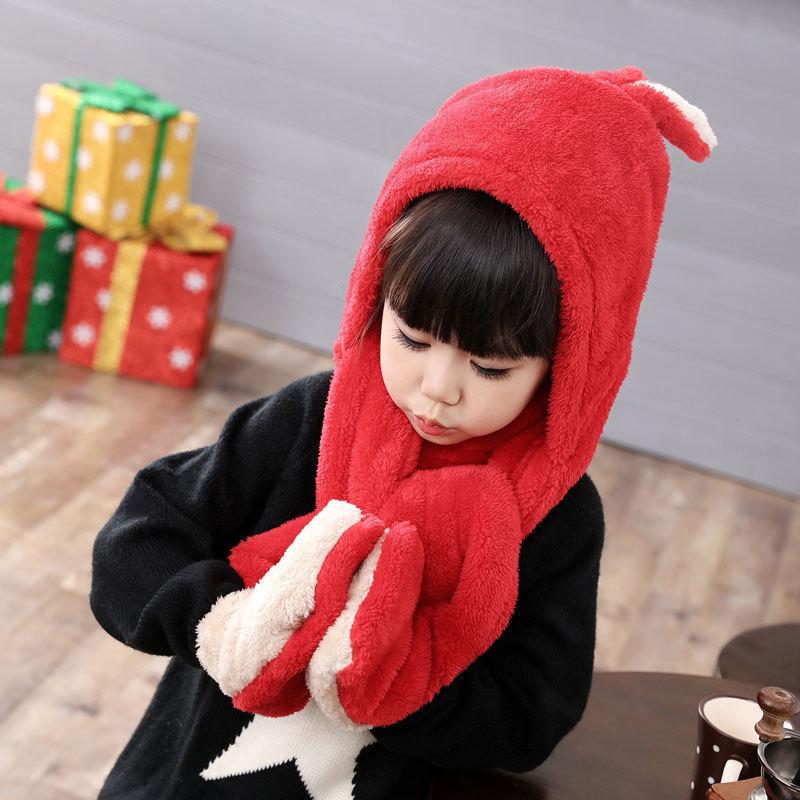 

Scarves & Wraps Plush Multi-functional Thick Warm 2021 Winter Scarf For Children Boys Thickened Cotton Unisex, Pink