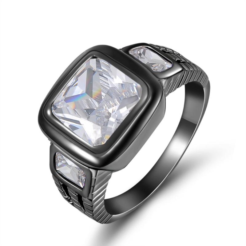 

Wedding Rings SuoHuan Size 8-11 Vintage Male Ring For Men White Zirconia Stone Crystal Black Gold Filled Fashion Jewelry Gift