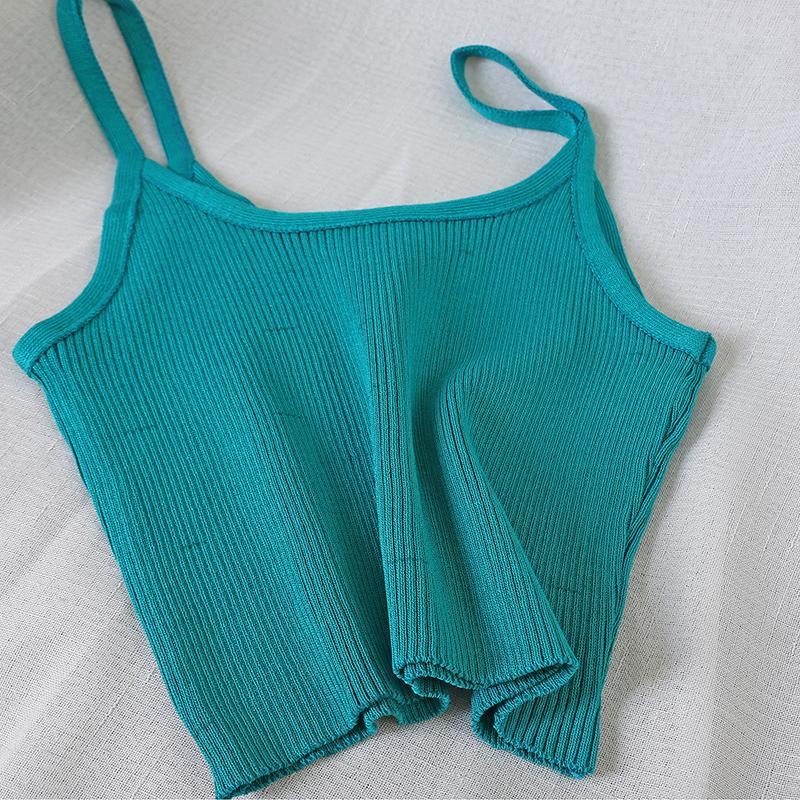 

Women's Tanks & Camis Women Tops Knitting Camisoles Female Solid Street Camisole Ladies With Straps Spaghetti Crop WomenWomen's, Black