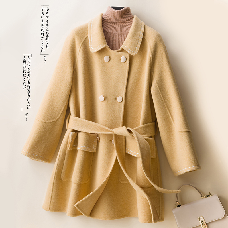 

2021 Overcoat Thick Jacket Coats Ladies Cardigan the New Fashion Warm Women Long Sleeve 100% Merino Wool Autumn Winter Ibv8, Blue