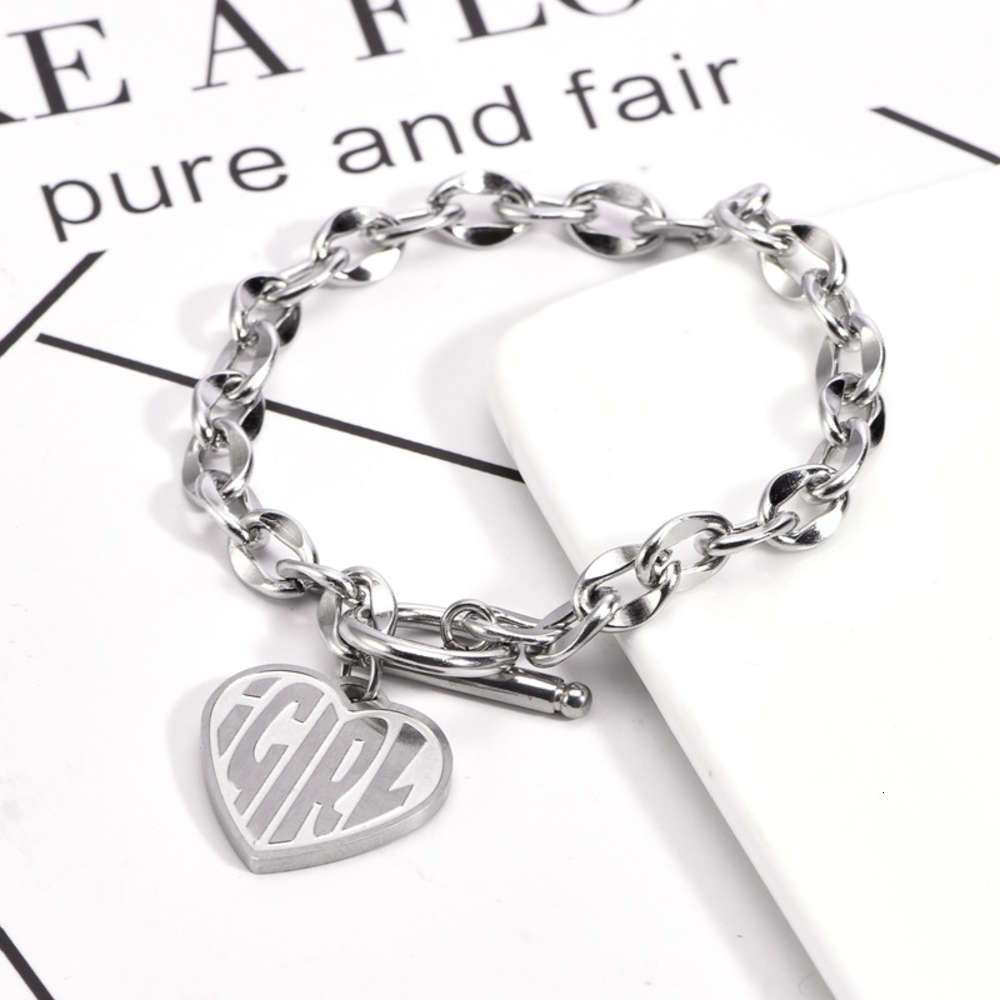 

,bracelet Unif letter love bracelet net red fashion style hip hop personality titanium steel ot clasp, Golden;silver