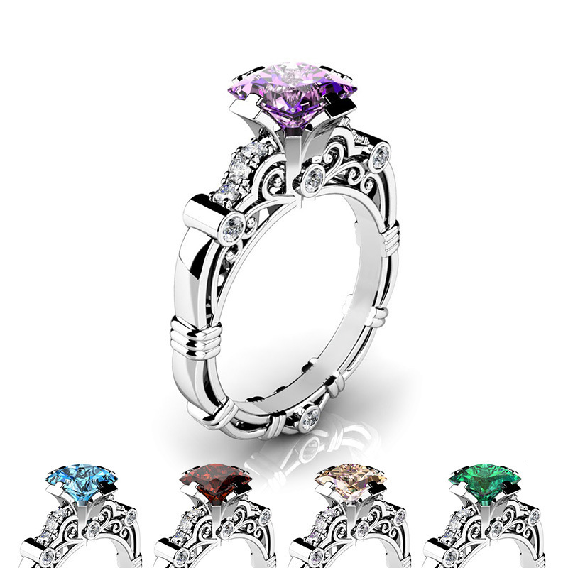 

Mens and womens RING style wind copper plated silver square diamond zircon hollow rolled pattern headdress