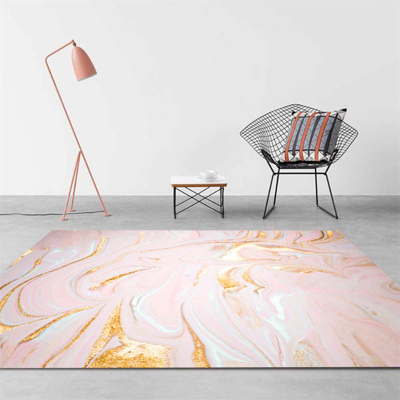 

Abstract Pink Gold Marble Nordic Rug Fashion Simple Carpet On The Living Doormat Girl Mat Carpet For Floor Bedside Room Bedroom