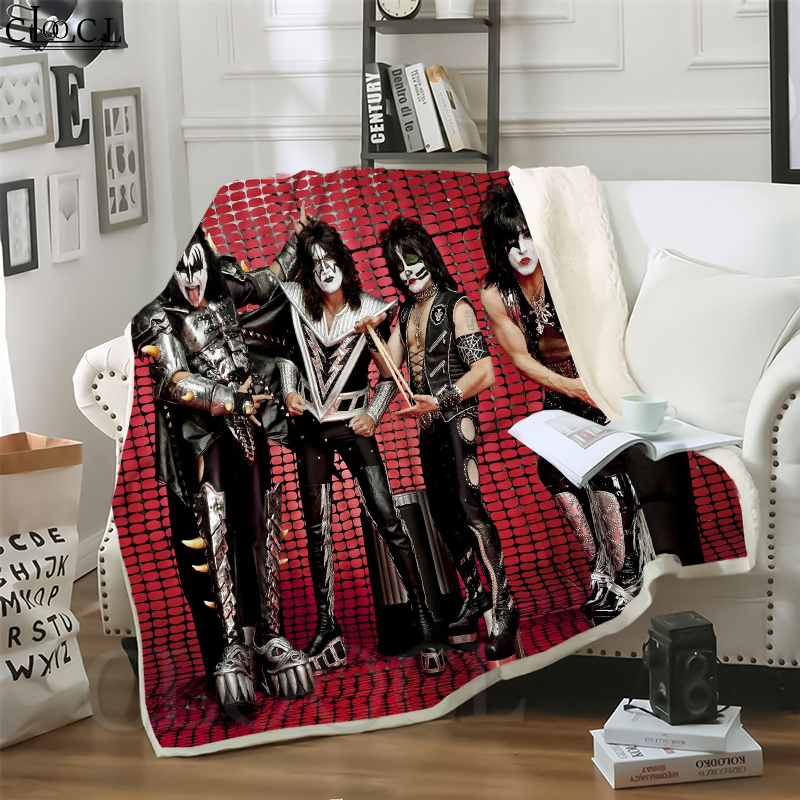 

CLOOCL Hard Rock Kiss Band 3D Print Casual Style Conditioning Blanket Sofa Teens Bedding Throw Blankets Plush Quilt