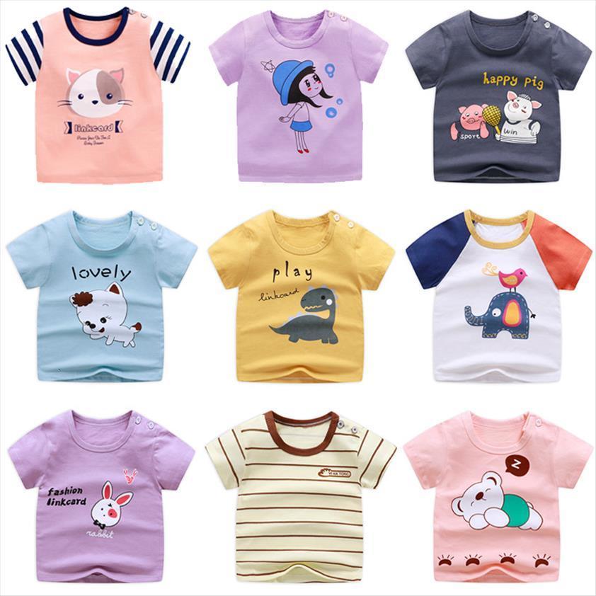 

summer baby boys girls cotton t shirts cartoon animal clothing 1 7 years old kids casual short sleeve shirt, Blue