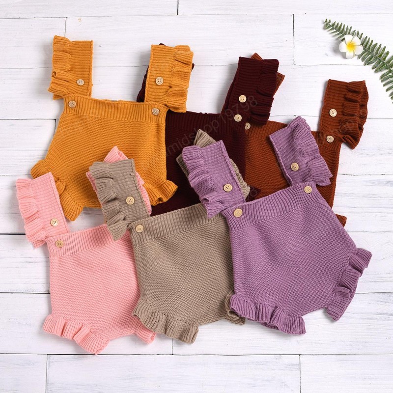 

INS Kids Clothes Baby Rompers Knitted Sweater Jumpsuit Infant Summer Spring Sleeveless Unisex Oneises Newborn Romper Climb Clothes, Mixed color