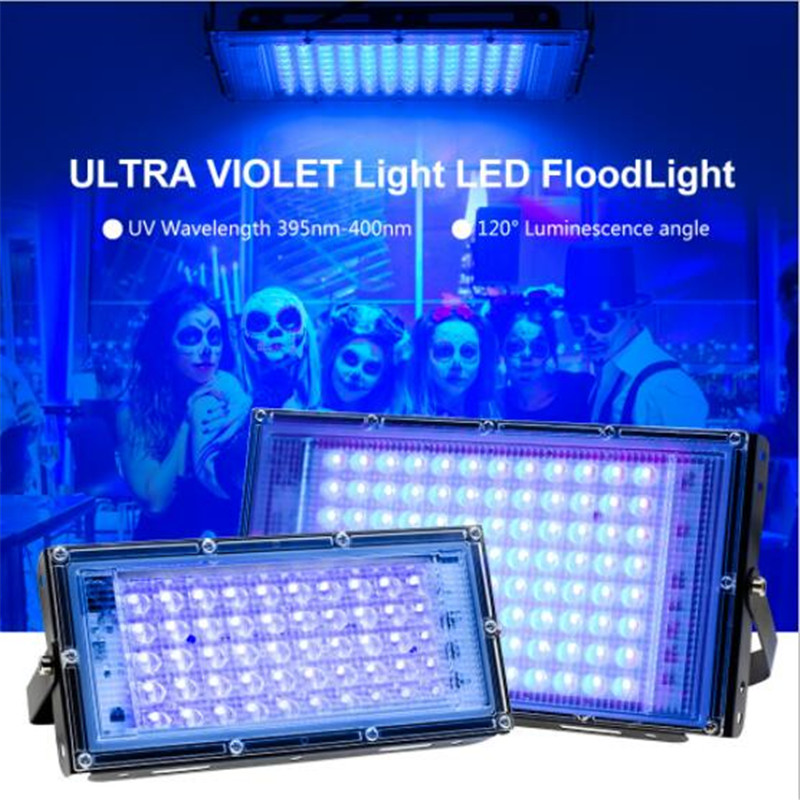 

50W 100W 395nm UV Stage Light Ultraviolet Curing Lamp Floodlight 110V 220V Fluorescent DJ Disco Effect Lights Party Backlight