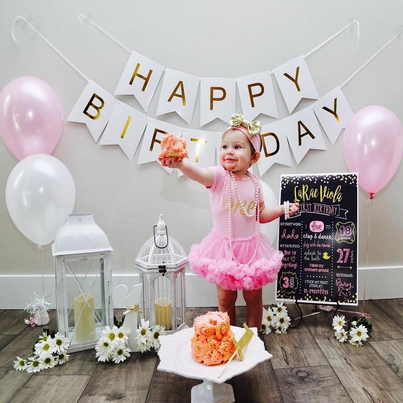 

Party Decoration 1set 14*20cm Paper Black Happy Birthday Banner Garland Children Baby Boy Girl Bunting Adult Favors Decor Supplies