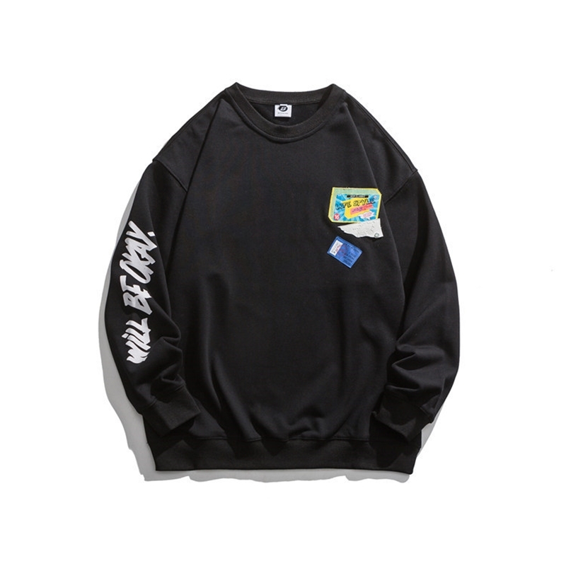 

South summer dress 2021 autumn new base coat campus art style small pattern printing loose sweater men, White