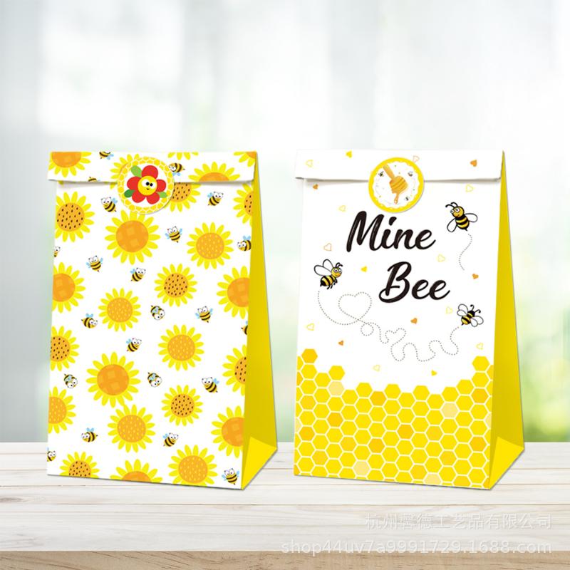 

OEIN 12pcs Bee Animals Favor Box Gift Box Paper Bags Happy Birthday Party Decoration Event Party Supplies Candy